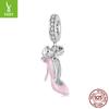 Pink High Heels S925 Sterling Silver Pendant Accessories Fairy Princess Style Diy Bracelet Beaded