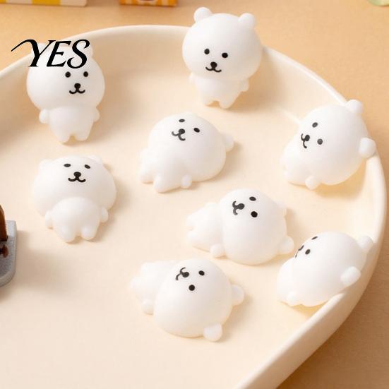 Cartoon Bear Squeeze Toy 4Pcs Mini Toy, Stress Relief White Sensory TPR Ball Focus Aid Hand Relaxation Fidget Party Favors Soft