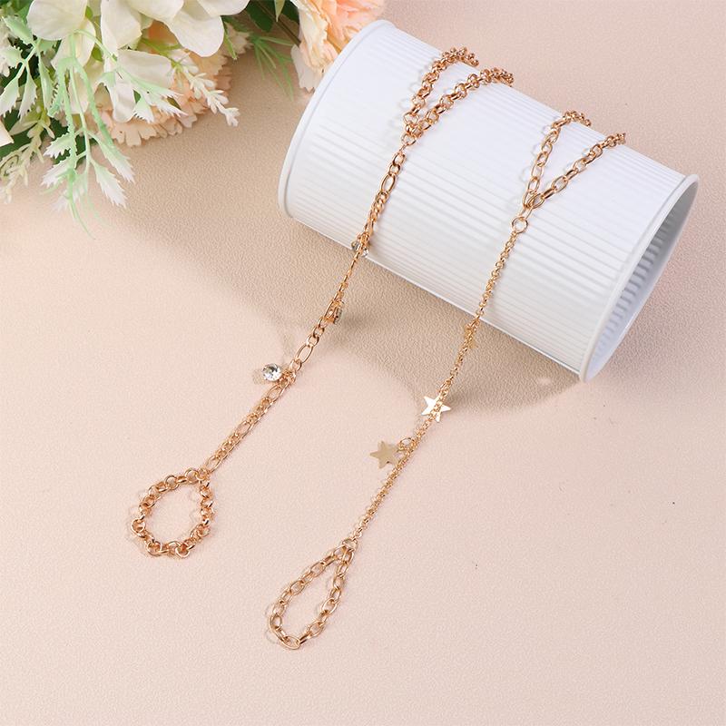 Подвеска Цепочка Браслет Звено Соединенный Золотой Цвет Широкое Кольцо на Палец Браслеты для Женщин Звено Ручная Упряжь Ювелирные Изделия