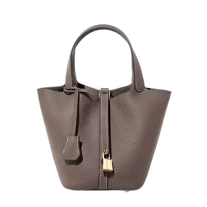 2024 Женская сумка-ведро из натуральной кожи с узором личи - Осенне-зимняя сумка-корзина для овощей