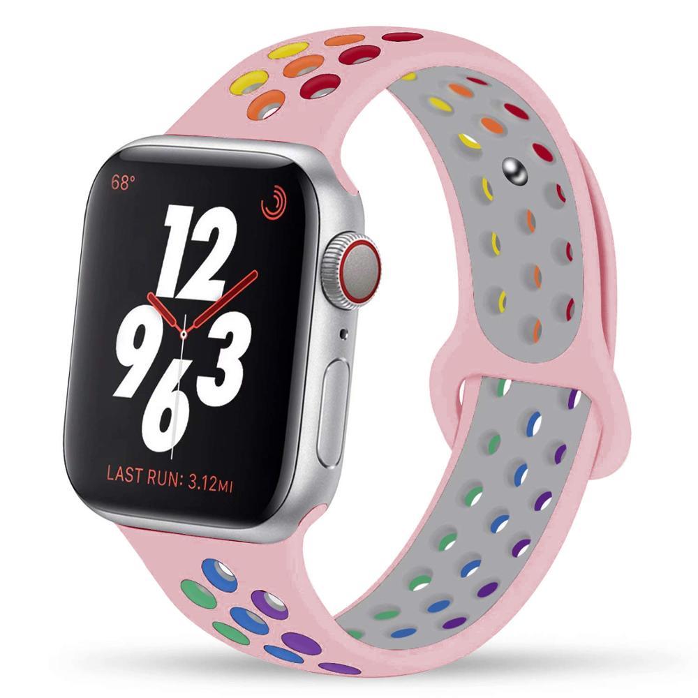 Спортивный силиконовый ремешок для Apple Watch Band 44 мм, 40 мм, 42 мм, 38 мм, 44 мм, дышащий браслет, ремешок для Apple Watch 6 iWatch 5 4 3 se