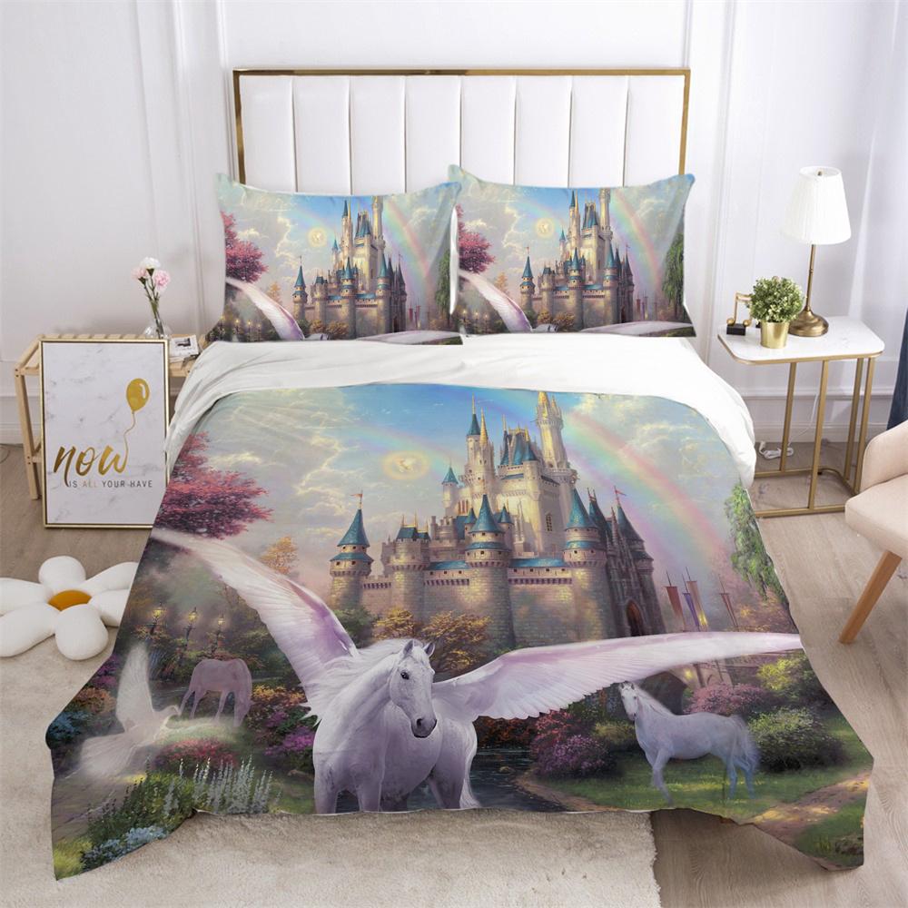 Комплект постельного белья с 3D принтом единорога, комплект постельного белья одного размера, высококачественный полиэстер, декор для детской спальни