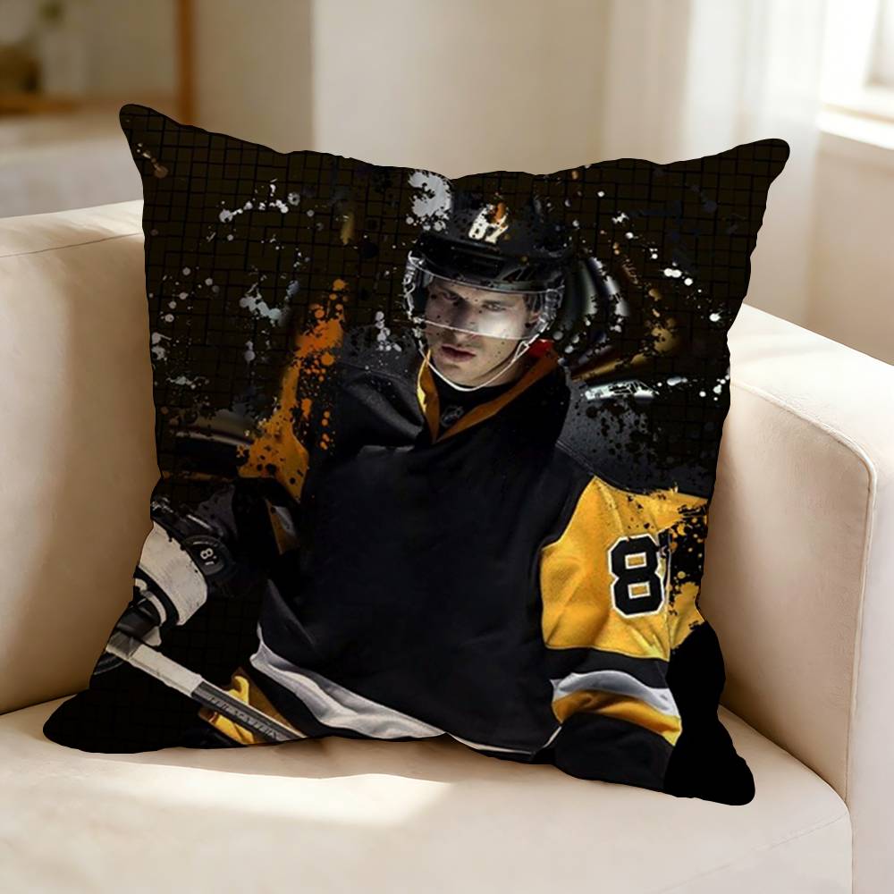 Hockey player SSidney Crosby Square DoubleSided printed Pillow Case Bedroom Bedside Pillow Sofa Cushion Cover