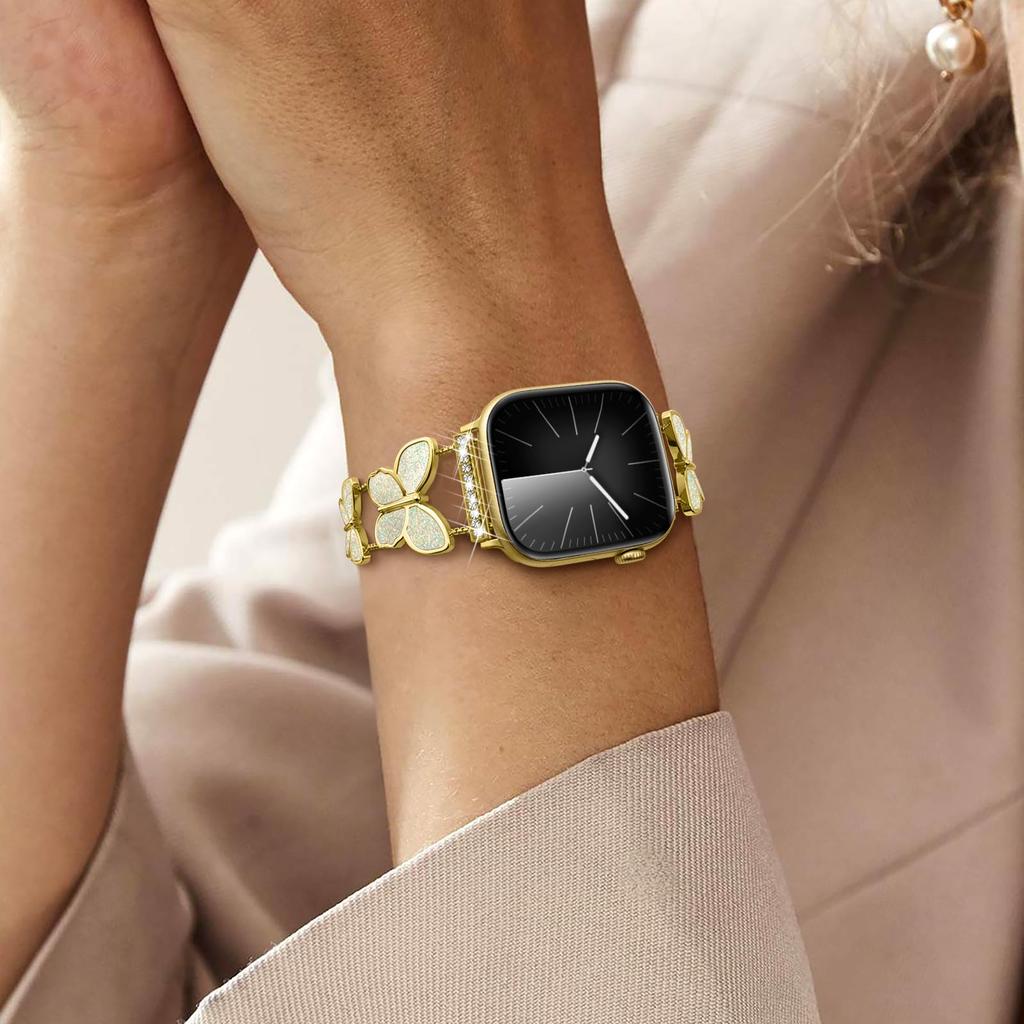 Zinc Alloy Bands For Apple Watch 10 Ultra 9 8 7 SE 6 5 4 3 2 1 46mm 49mm 45mm 44mm 42mm Double Butterfly Chain Strap