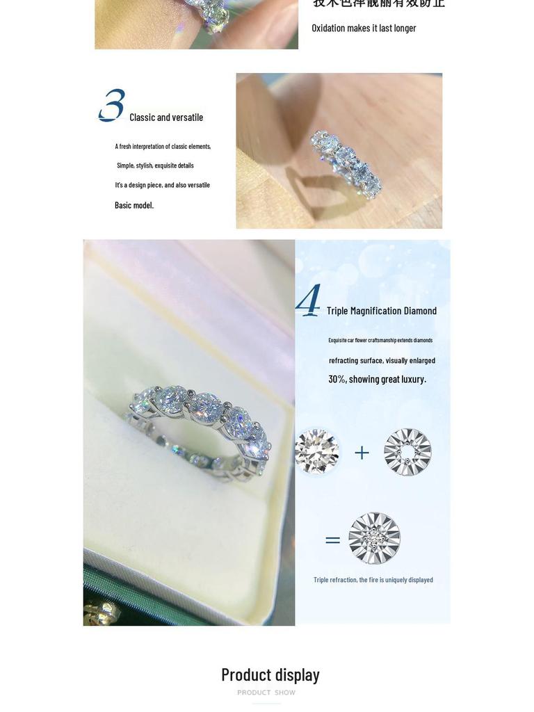 Помолвочное кольцо с муассанитом цвета D: Вечное кольцо из белого золота 18 карат с бриллиантами, покрытие из стерлингового серебра, платина 950 пробы, для указательного пальца