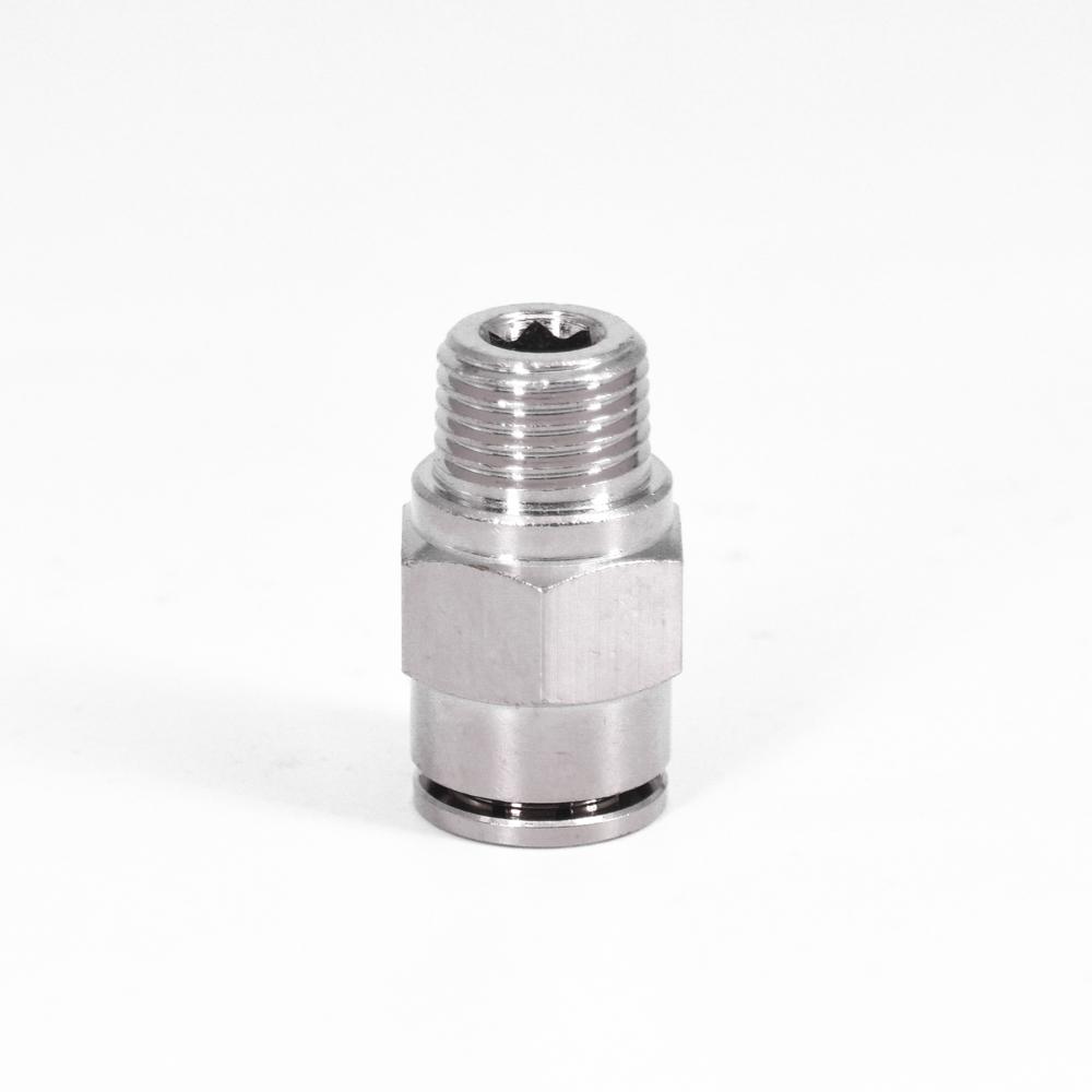 Пневматические фитинги M5 1/8" 1/4" 3/8" 1/2" BSPT Наружная резьба Никелированная латунь Быстроразъемное соединение Push-in Фитинг для воздуха Сантехника