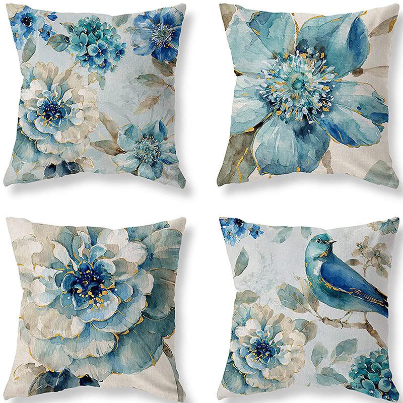 Ретро Американский Растительный Цветочный Принт Льняная Наволочка Гостиная Диван Автомобильная Подушка Подушка