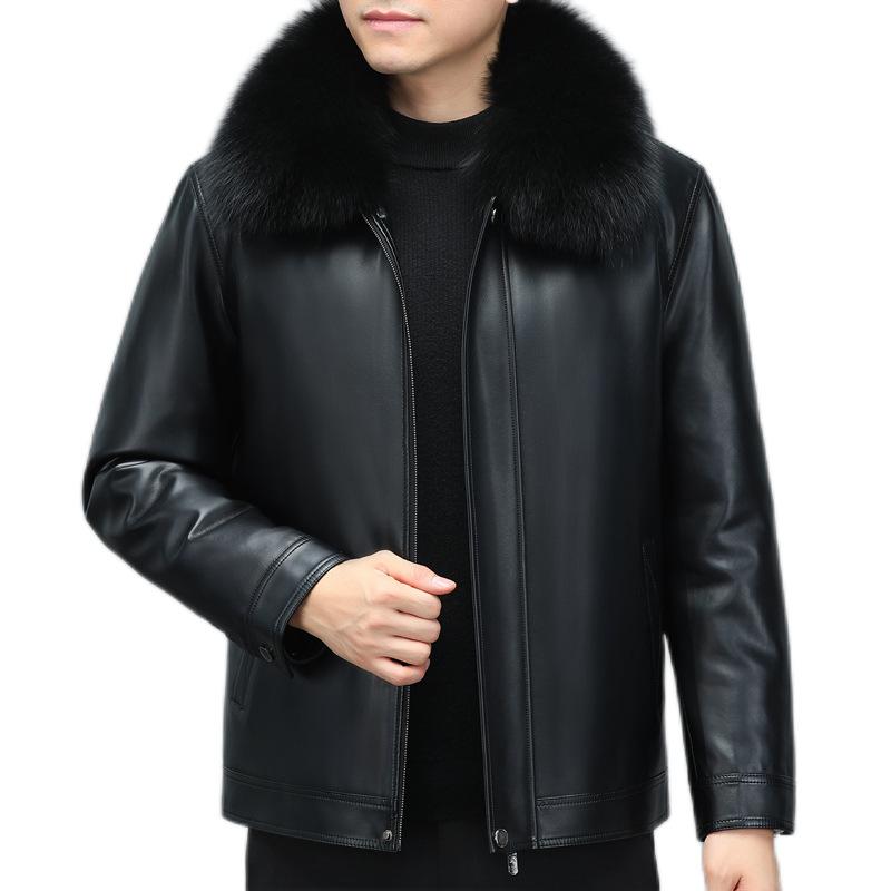 Leather Jacket Men's Genuine Leather Men's Winter New Fox Fur Collar Removable Lining Sheepskin Down Jacket Men's Jacket