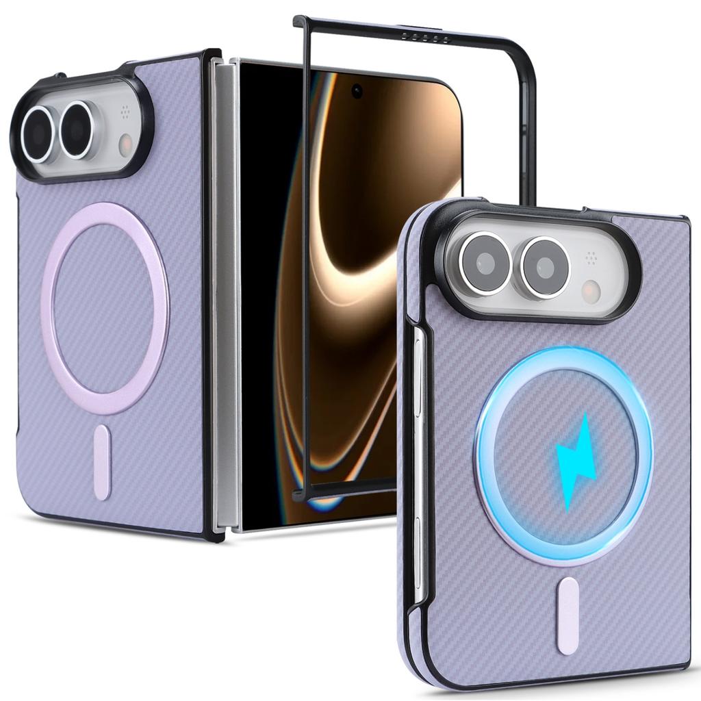 Чехол-книжка For IPhone Duo Fold с узором под карбон, магнитная защитная задняя крышка для MagSafe, чехол для беспроводной зарядки телефона Funda