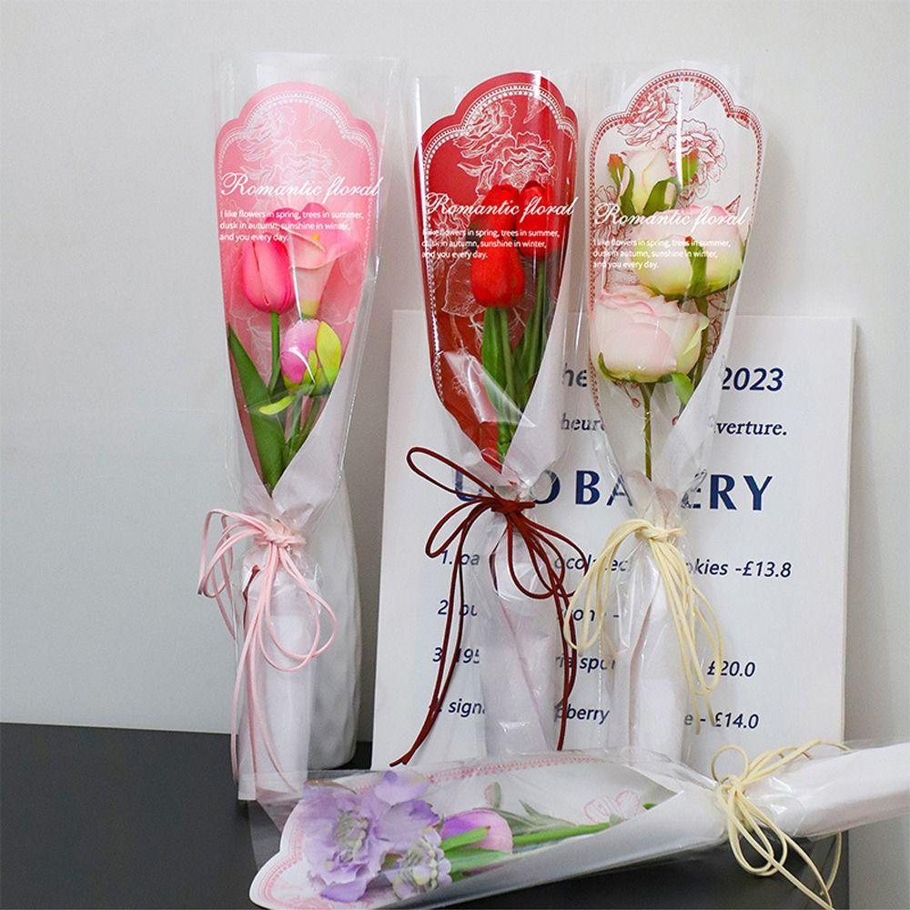 10pcs Transparent Flower Packaging Bags Romantic Flower Arrangement Bags  Flowers Wrapping Gift