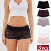 3Pcs/Set Sexy Lace Panties for Women Floral Boyshort Underpants Low-Rise Underwear Trendy Panties Ladies Lingerie Mocha S-XL
