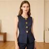 Женский блейзер-жилет, нарядный, деловой, без рукавов, жилет от костюма, повседневный, на пуговицах, для офисной работы, жилет-топ