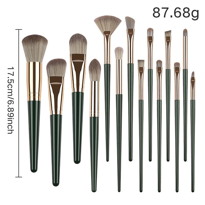 Трансграничный набор кистей для макияжа из 14 предметов: Рассыпчатая пудра, кисти для румян, теней, консилера с настраиваемым логотипом.