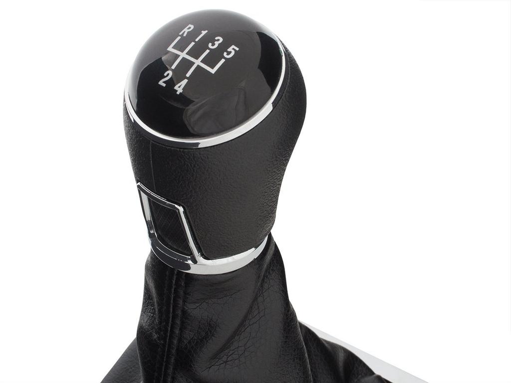VW Passat B6 06-11 Gear Shift Knob Black + Leather Boot with Chrome Frame, 5-Speed