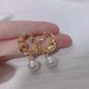 Серьги-гвоздики с натуральным пресноводным жемчугом в форме капли воды новые ins Французское 14-каратное золотое напыление ретро серьги-гвоздики из лавы серебряная игла серьги женские