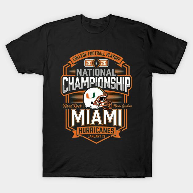 Asian Size Men Black Print T-shirt Miami Hurricanes Cfp National Championship 2026 No-Cut Heat Transfer Print Cotton Tshirt