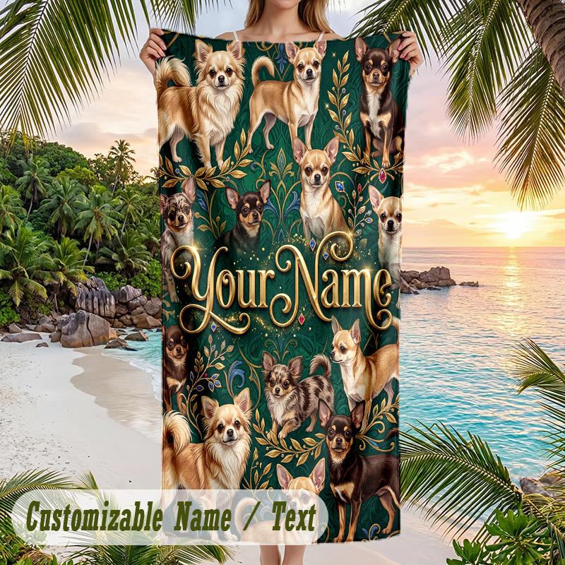 Decorative Artwork Theme Beach Towel Personalized Custom Name & Text Soft Quick Dry Beach Towel for Swimming Travel