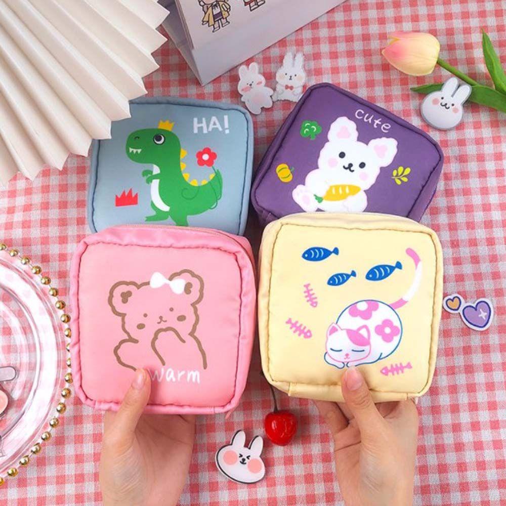 Organizer Cute Cartoon Pattern Sanitary Napkin Bag Lipstick Pouch Coin Purse Cosmetic Bag