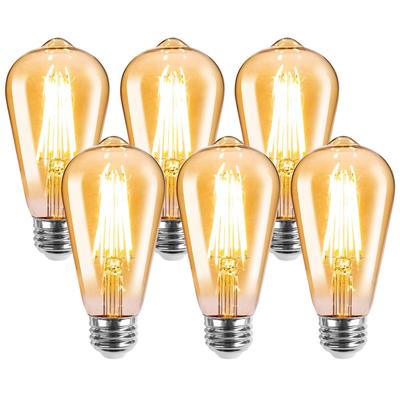 Lepro E26 Edison Упаковка 2700K Теплый 6W ST64 Эдисон Антикварный PSE Подходит для и Кронштейн Использование Лампы, 60W, 6, Белый, Всенаправленный, Лампа, Янтарный, 720лм,