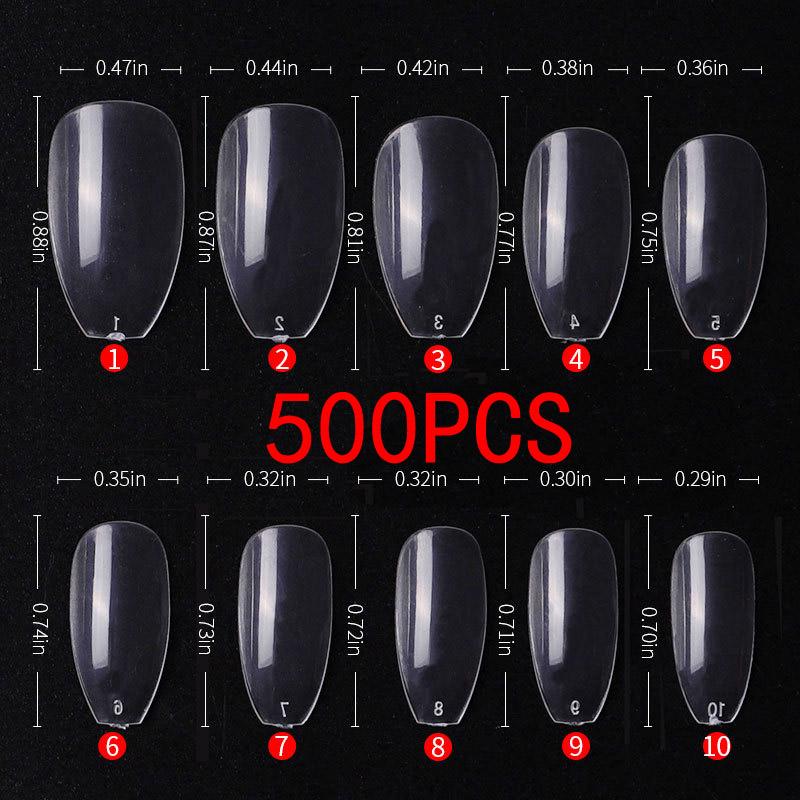 500pcs Gelly Tips Soft Gel Nail Extension System Full Cover Pre-shaped Sculpted Long Coffin Stiletto False Tip Bag