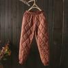 Women Winter Pants High Elastic Waist Thick Padded Solid Color Loose Soft Ankle-banded Casual Pockets Lightweight Lady Down Trousers