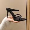 Fashion Temperament Slim Slippers Summer New Pointed Open Toe Cross Thin Strap Set Foot Anti-slip Wear-resistant High Heels