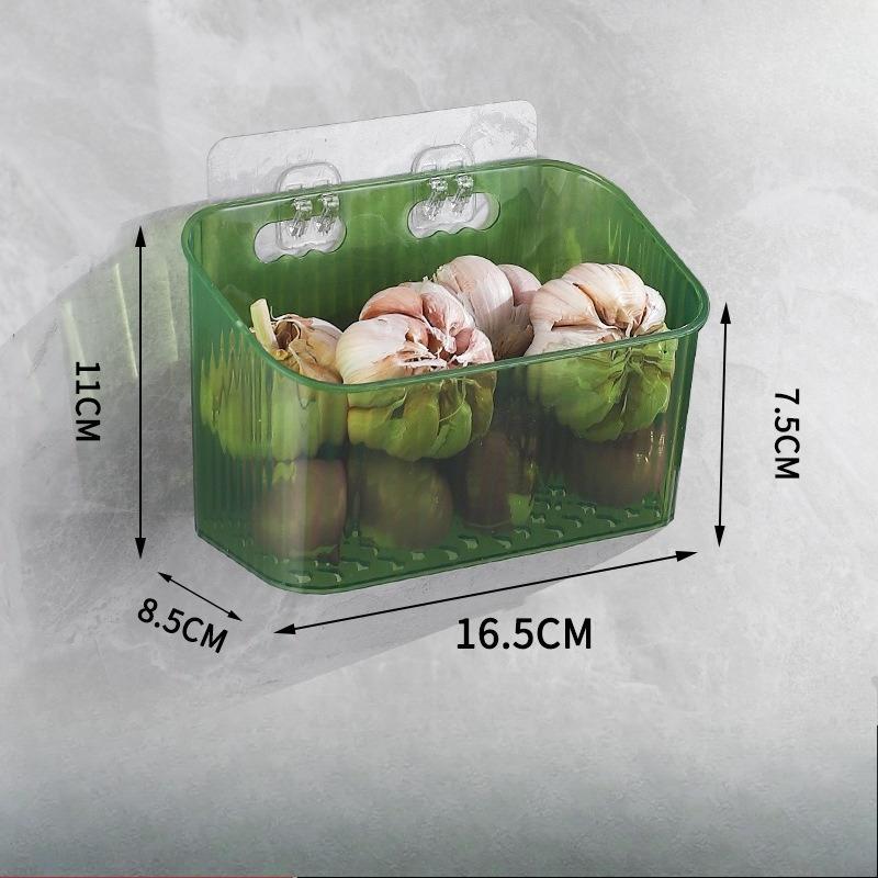 Кухонный контейнер для хранения зеленого лука, имбиря и чеснока, настенная корзина для хранения продуктов, устройство для хранения продуктов с крючком и поддоном для сбора капель