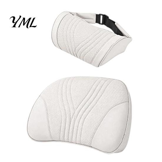 Breathable Seat Pillow Car Headrest for Neck Support, Memory Foam with Ergonomic Rest Adjustable Strap, Universal Lumbar Support Cushion Auto