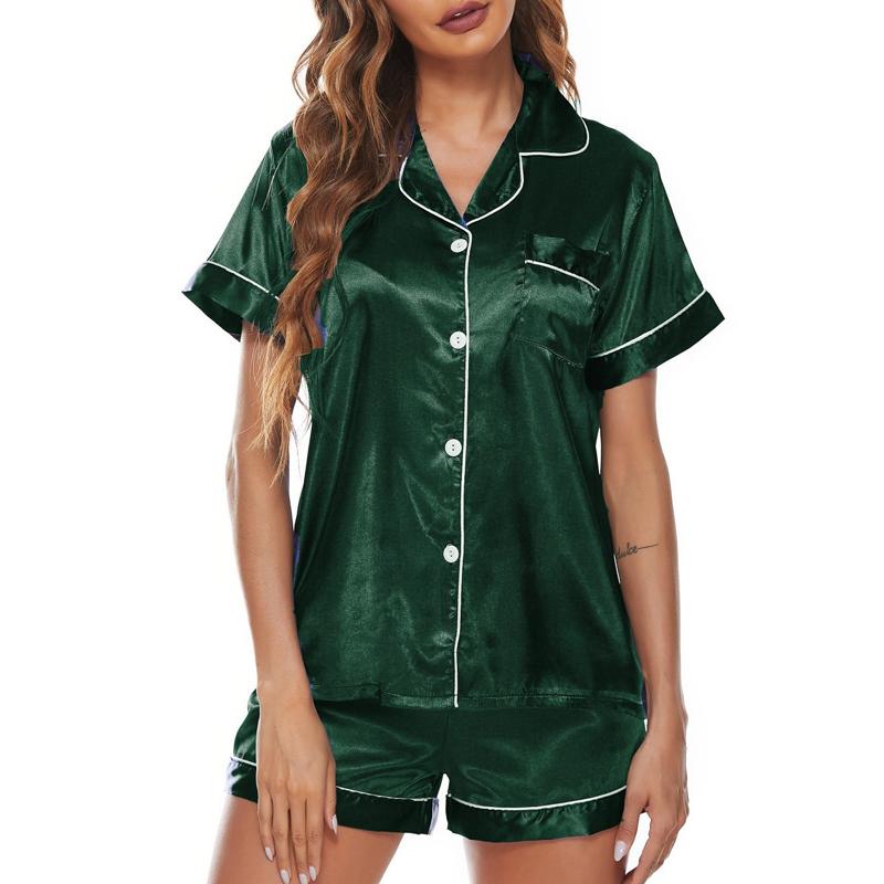 Летние женские однотонные удобные шорты с короткими рукавами, пижамный комплект, домашняя одежда