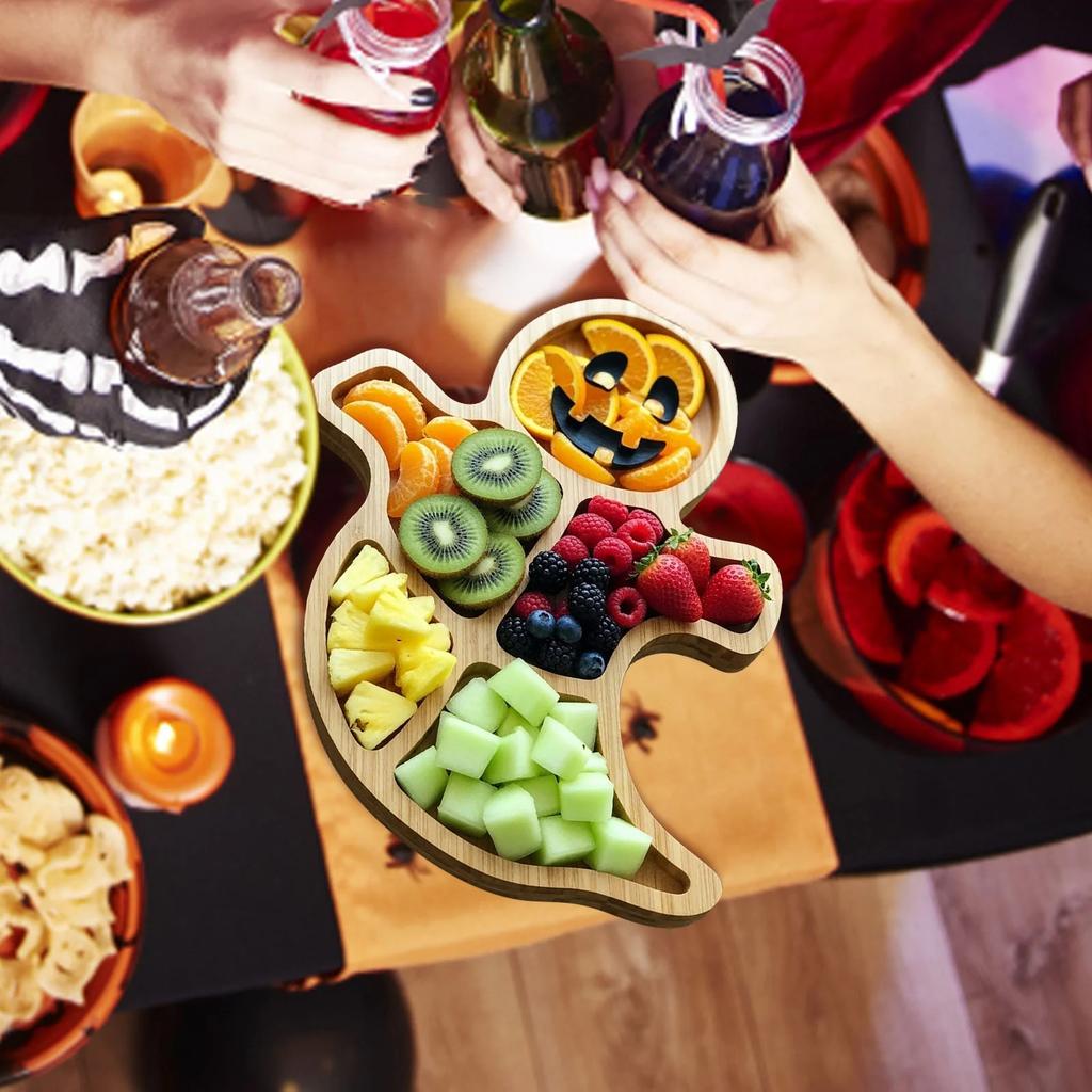 Halloween Charcuterie Board Tray - Wooden Serving Platter With Spooky Designs For Parties, Cheese & Charcuterie Display, Table Centerpiece Decor