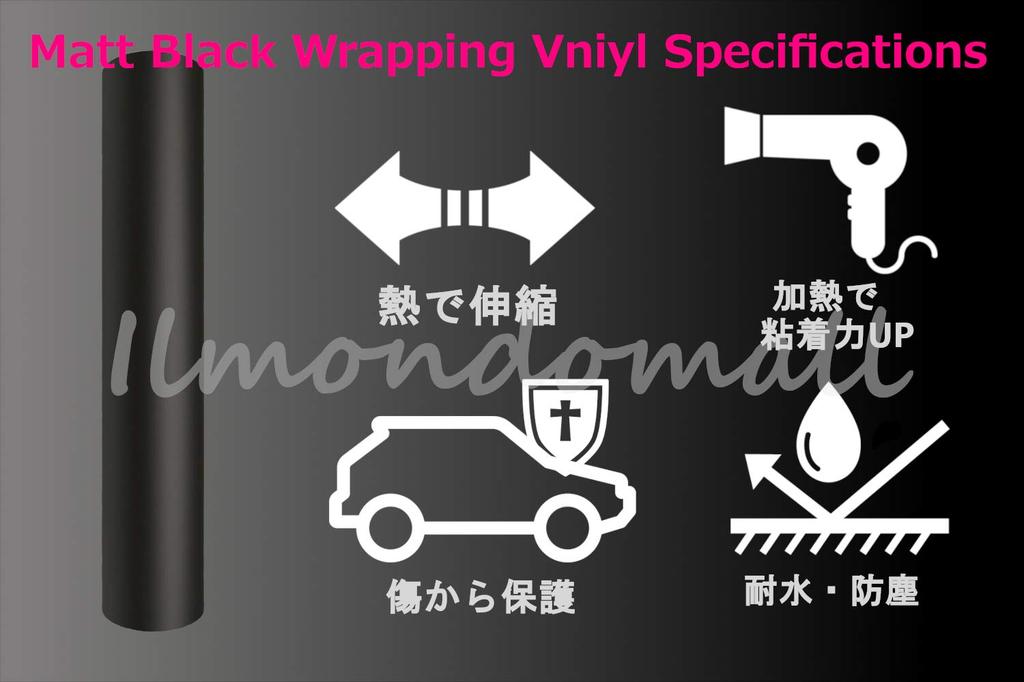 IlMondoMall Матовый черный оберточный Матовый черный x Лист, (200 35см, Черный)