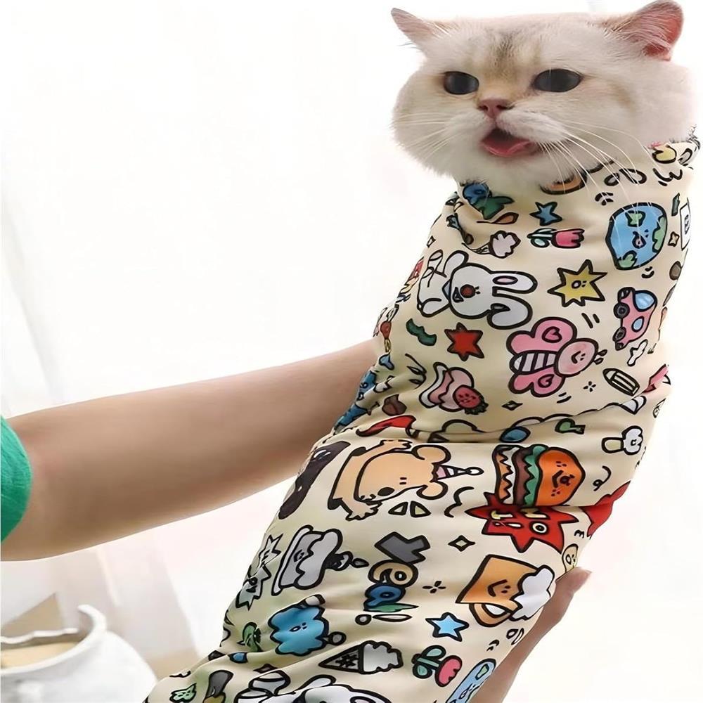 New Cat Wrap For Grooming,Cat Restraints For Grooming,Very Soft Cat Blanket To Wrap Cat Restraint For Nail Clipping (L (Within 22lbs))