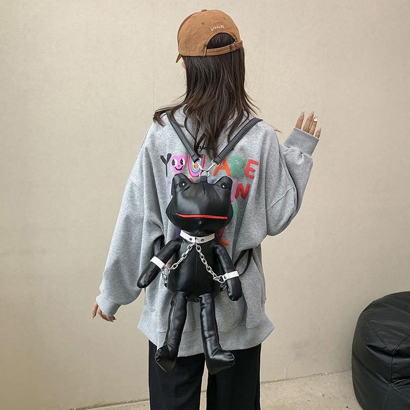 Мультяшная кукла из кожи + сумка через плечо Новая интернет-знаменитость с большим ртом лягушка кукла рюкзак модная сумка через плечо