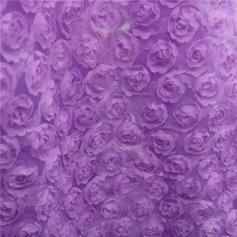 1Yard Three-Dimensional Rose Petal Embroidery Fabric 130cm Width DIY Costume Dress Birthday Party Decrotation Embroidery Fabric