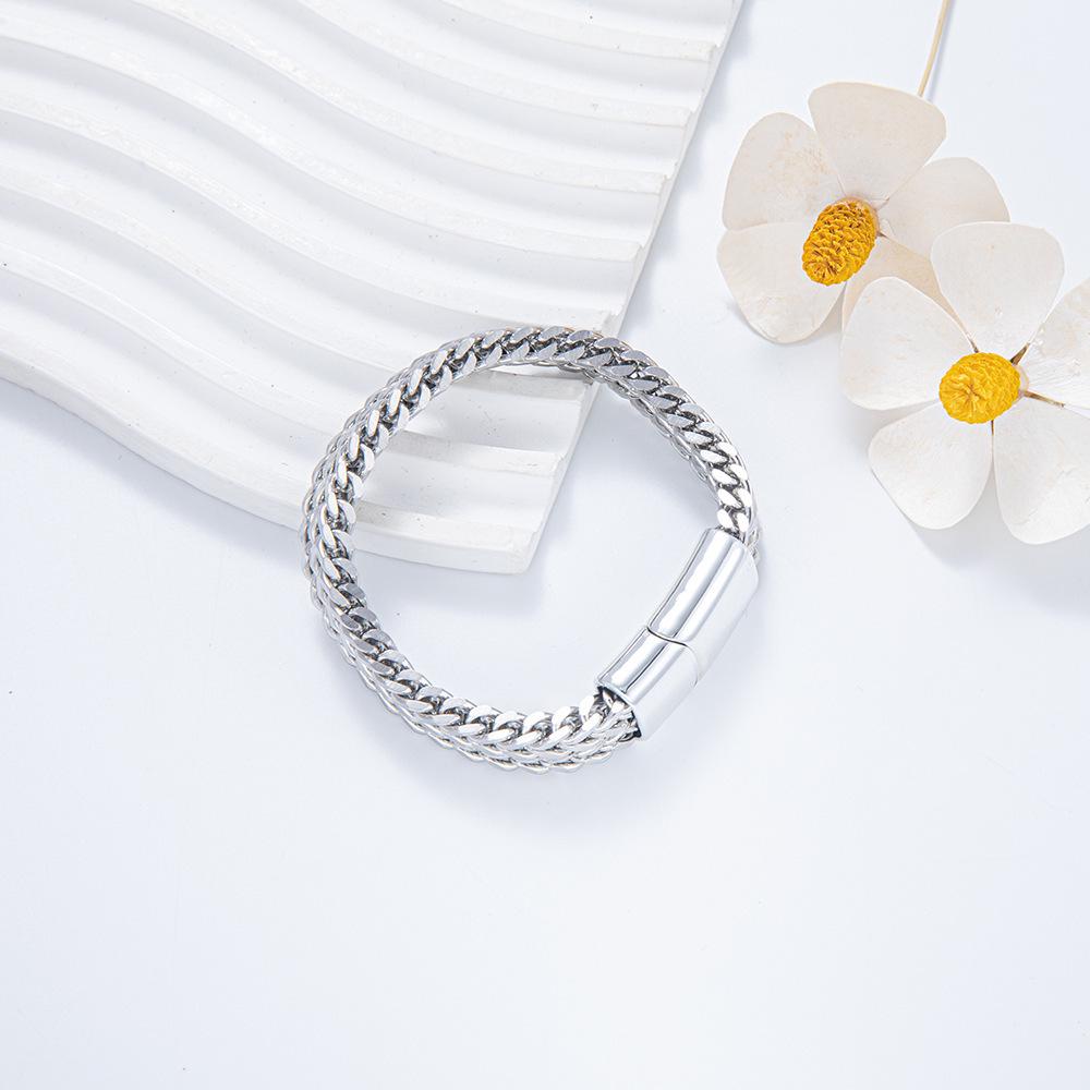 Кросс-бордер Хип-хоп Мужской браслет из нержавеющей стали, двусторонний - Стильный Кубинский Панк Тренд