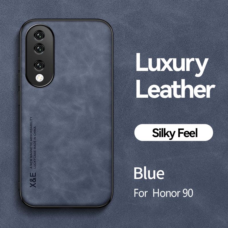 Для Honor 90 Pro Чехол Кожаный С Металлической Пластиной Магнитный Держатель Чехол Для Телефона Для Honor 90 90Pro Мягкий Силиконовый Ударопрочный Задний Чехол