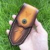 Foling Knife Holder Embossed Cowhide Scabbard Pocket  Knife Cover Split  Leather Case  Camping Knife Holsters Military Knife Cover Belt Buckle