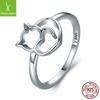 S925 Sterling Silver Cat Animal Ring Personalized Diy Ladies Ring Ring