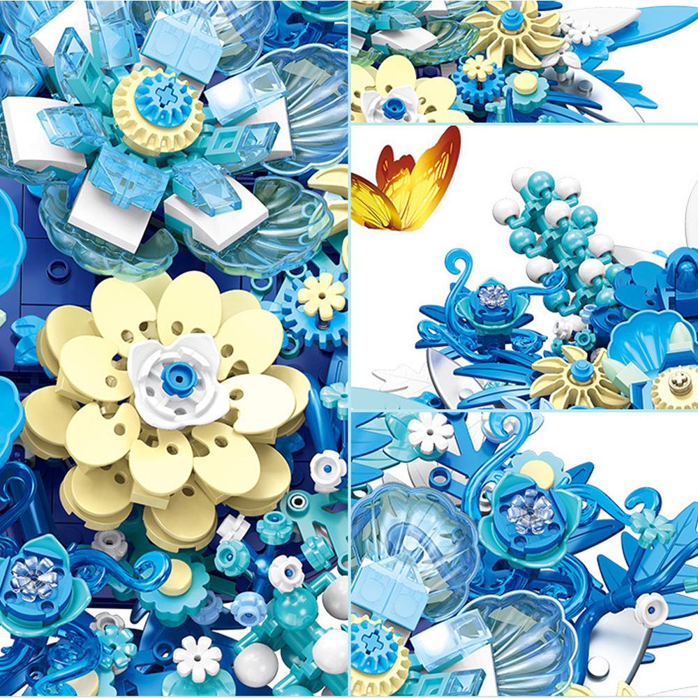 917PCS Ideas Simulation Building Blocks Flower Bouquet Girls Home Decoration Assembly DIY Building Blocks Toy Christmas