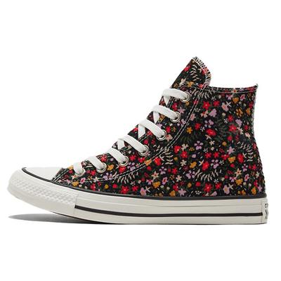 Chuck Taylor All Star Удобные Повседневные Винтажные Цветочные Высокие Кеды из Канваса Женские Кроссовки Черные Розовые 569711C