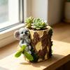 Искусственный пень-кашпо из смолы в форме коры дерева Цветочный горшок с коалой/лягушкой/ленивцем Рустикальный маленький бочонок