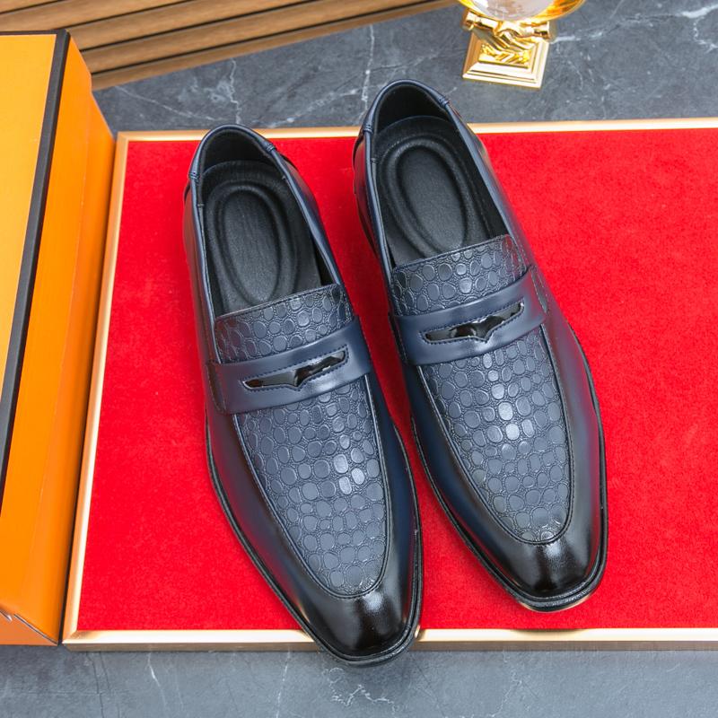 Fashion Hot Selling Luxury New Men's Banquet Dress Shoes Europe America Blue Men's Leather Casual Shoes Daily Commuting Business Shoes