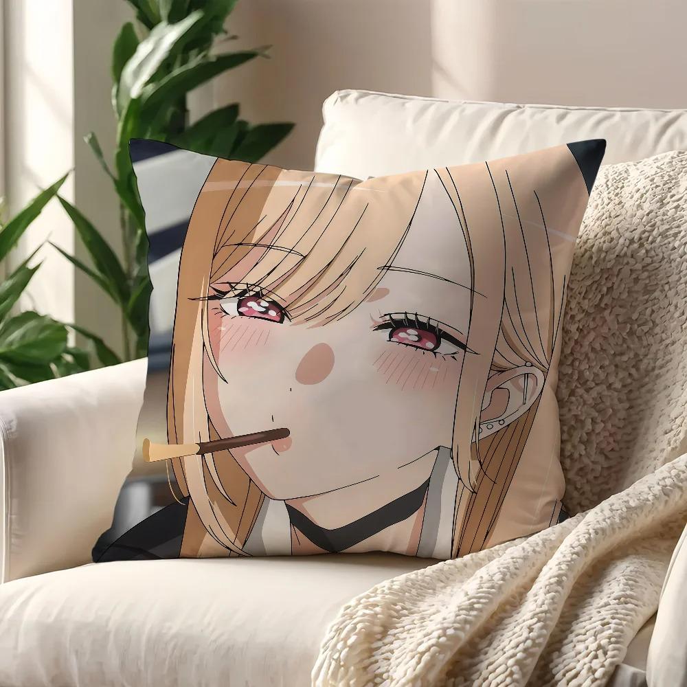 Marin Kitagawa Anime Throw Pillow Cover Double Sided 2D Soft Linen Pillow Cover Bedroom Living Room Couch Decor Cute Sweet Gift