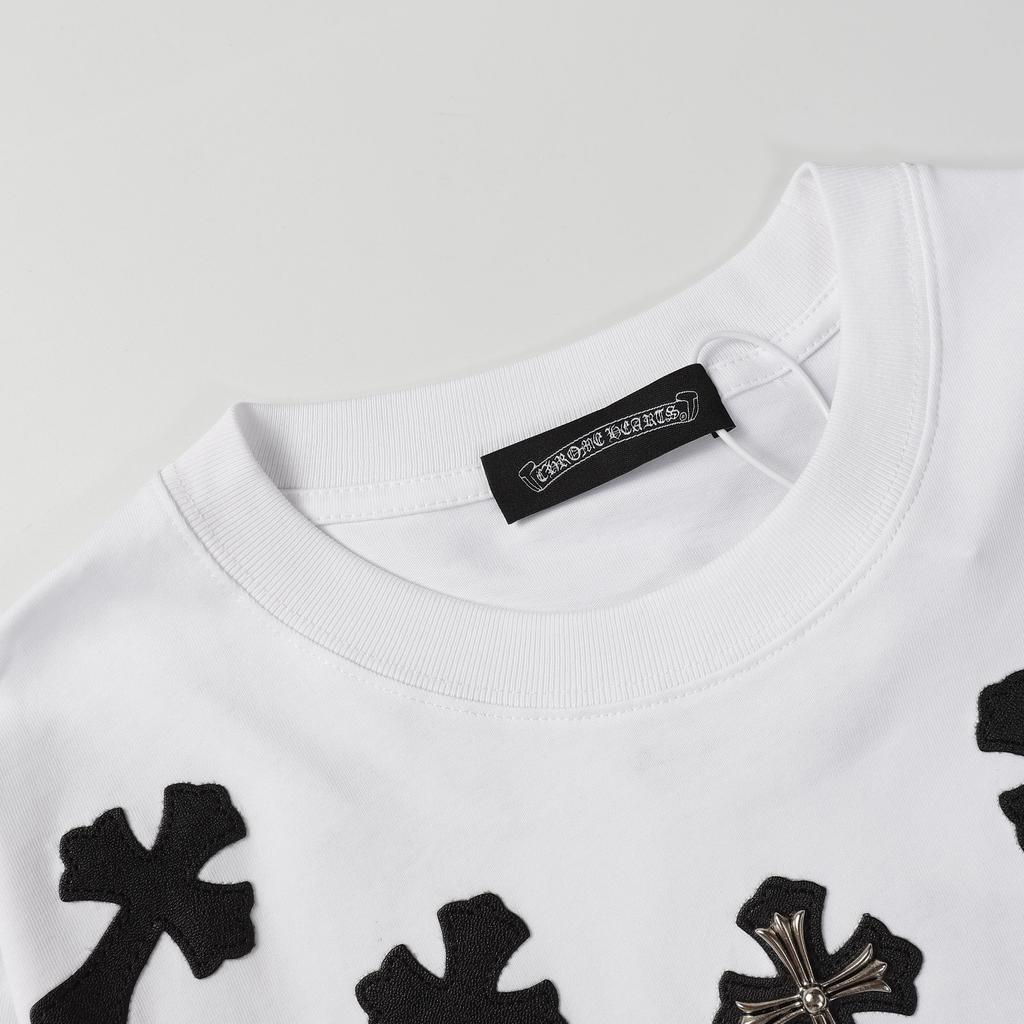 9989 CHROME HEARTS 2025 Летняя новая высококачественная хлопковая футболка с круглым вырезом, свободная, большого размера, для мужчин и женщин, парная футболка