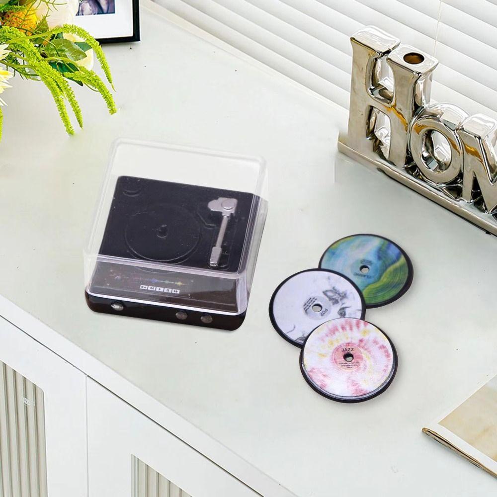 Simulation Miniature Record Player Lifelike Design Mini Disc Player Doll House Accessories