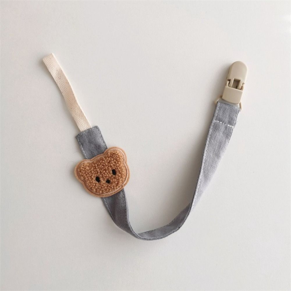 Bear Baby Cloth Pacifier Chain Embroidery Nipple Holder Clips Anti-lost Soother Holder  Baby