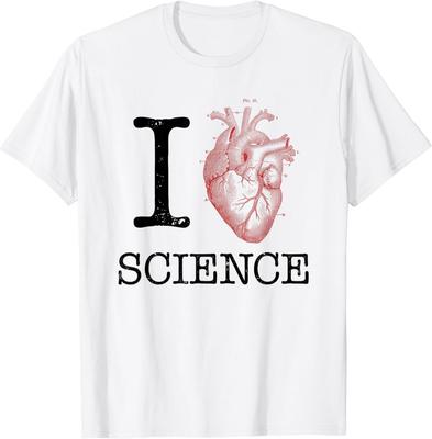 Футболка I Love Heart Science - Футболка по биологии, футболка в подарок учителю, унисекс футболка