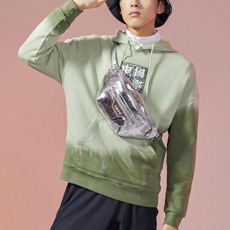 Li Ning Sports Basketball Series вышитый логотип свободная толстовка с капюшоном мужские толстовки зеленые AWDRA67-4