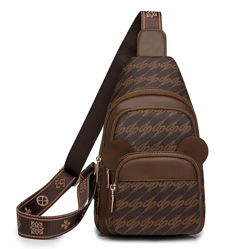 Print Chest Bag Women's Shoulder Bag Multi-Functional Soft Leather Crossbody Bag