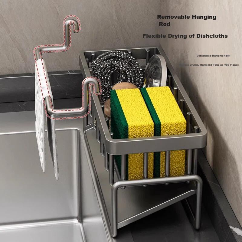 CADUKE Kitchen Storage Rack, Draining Rack, Faucet Basin Dishwashing Rack, Stainless Steel Wire Ball Storage Rack, Organizer Tool